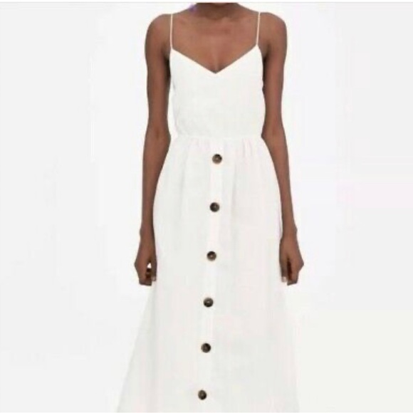 Zara Dresses & Skirts - Zara Button Front Tie Back Midi Dress